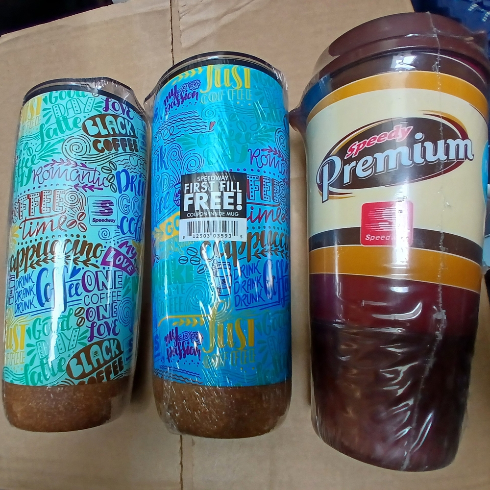 Insulated Travel Mug - Blue and Brown